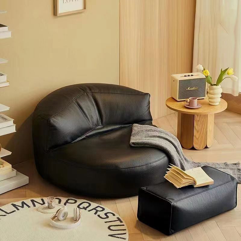 Round Microfiber Leather Accent Chair