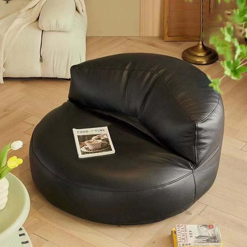 Round Microfiber Leather Accent Chair