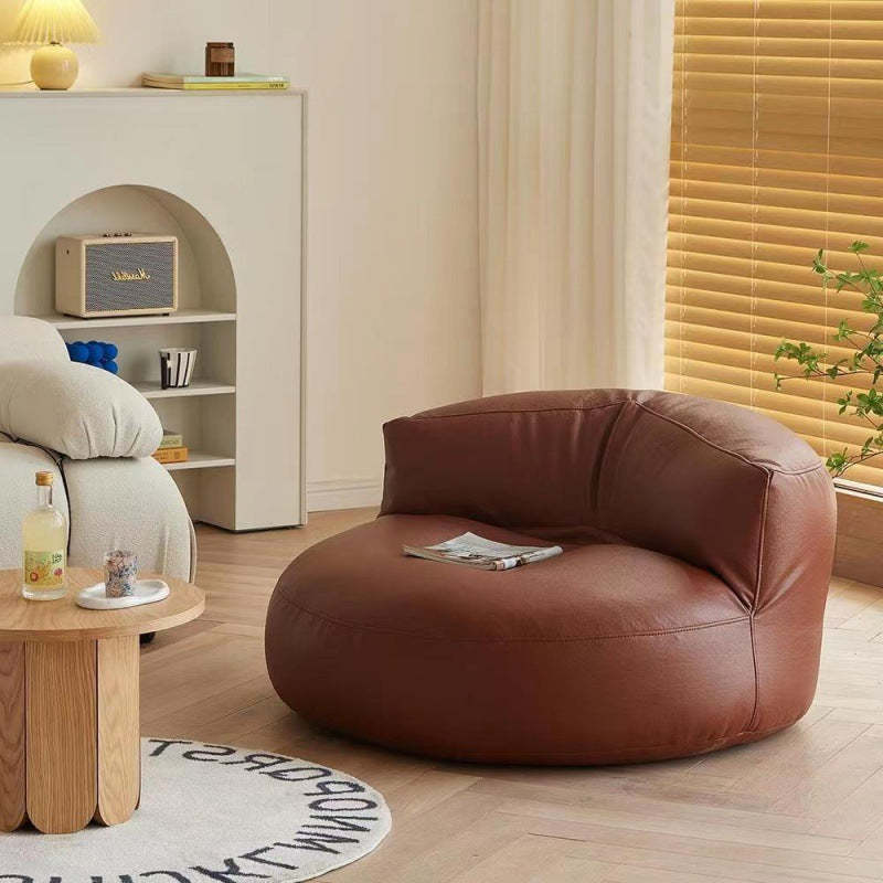 Round Microfiber Leather Accent Chair