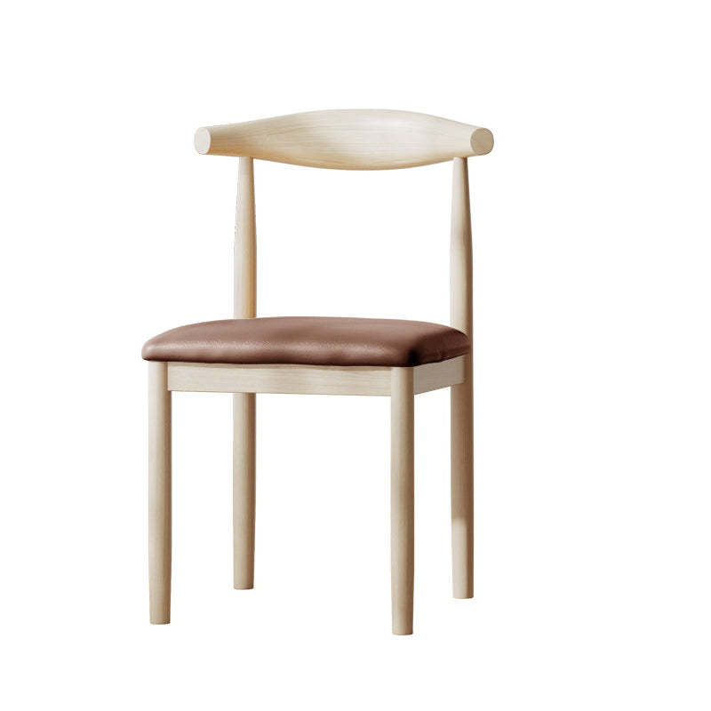 Vintage Linen PU Leather Dining Chair — Latex / White PU Leather / Walnut
