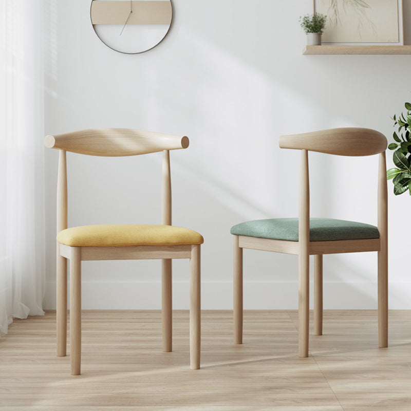 Vintage Linen PU Leather Dining Chair — Sponge / Green Linen / Wood