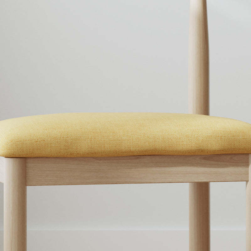 Vintage Upholstered Carbon Steel Dining Chair — Latex / Blue Linen / Wood