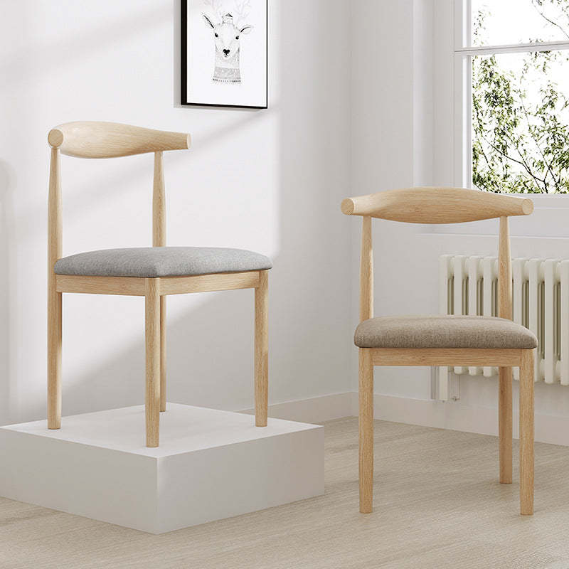 Vintage Linen PU Leather Dining Chair — Sponge / Green Linen / Walnut