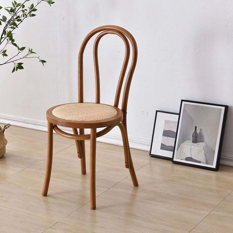Retro Rattan Beech Arched Dining Chair