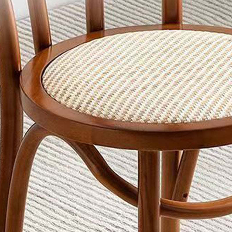 Retro Rattan Beech Arched Dining Chair — Walnut Color / Wood