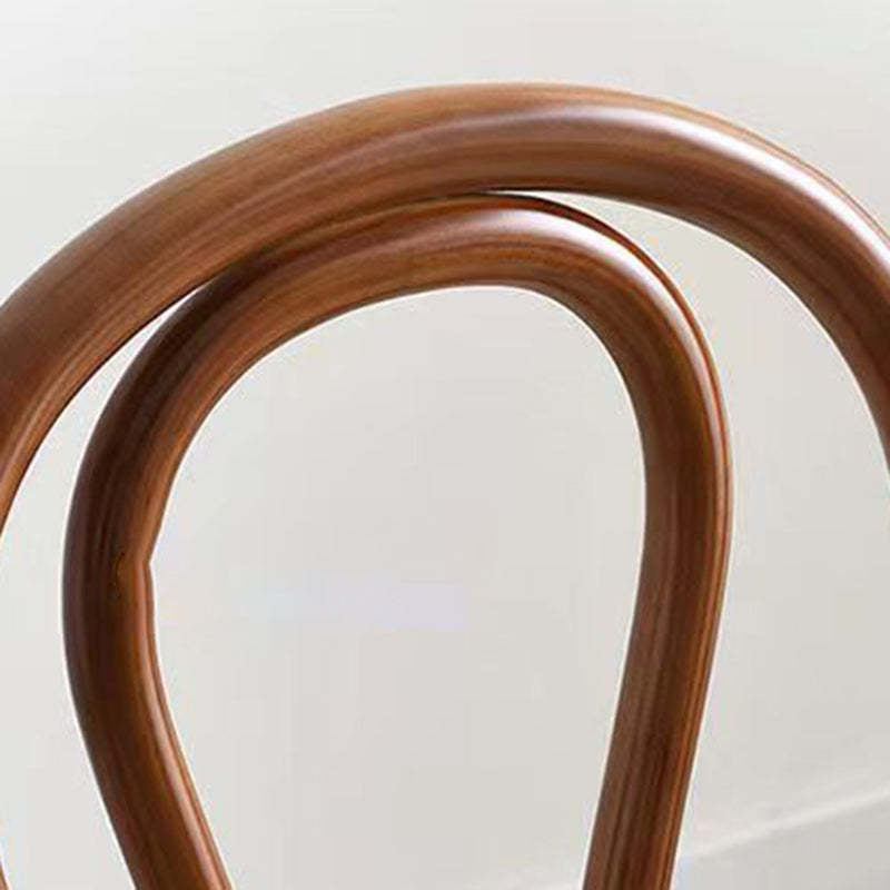 Retro Rattan Beech Arched Dining Chair — Walnut Color / Rattan