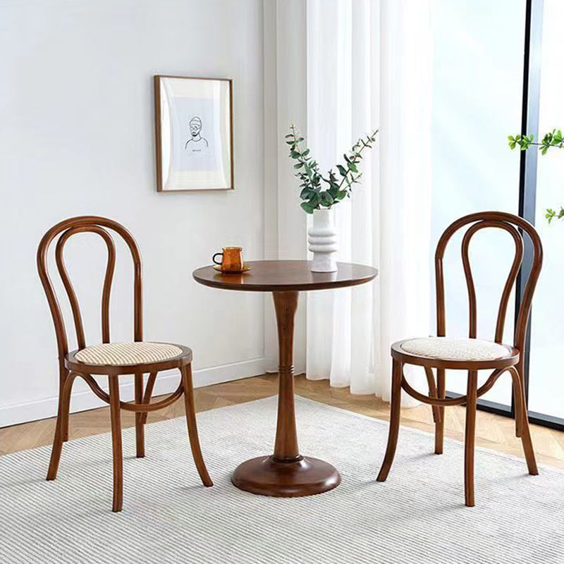 Retro Rattan Beech Arched Dining Chair — Wood Color / Rattan