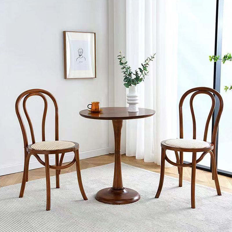 Retro Rattan Beech Arched Dining Chair — Wood Color / Rattan