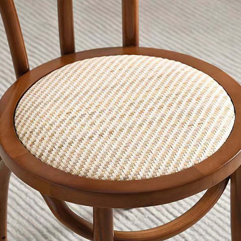 Retro Rattan Beech Arched Dining Chair — Black / Wood