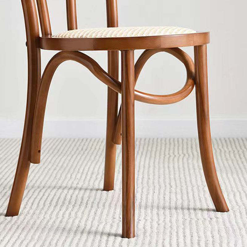 Retro Rattan Beech Arched Dining Chair — White / Rattan