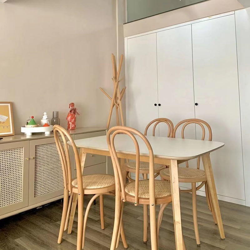 Retro Rattan Beech Arched Dining Chair — Honey Color / Wood