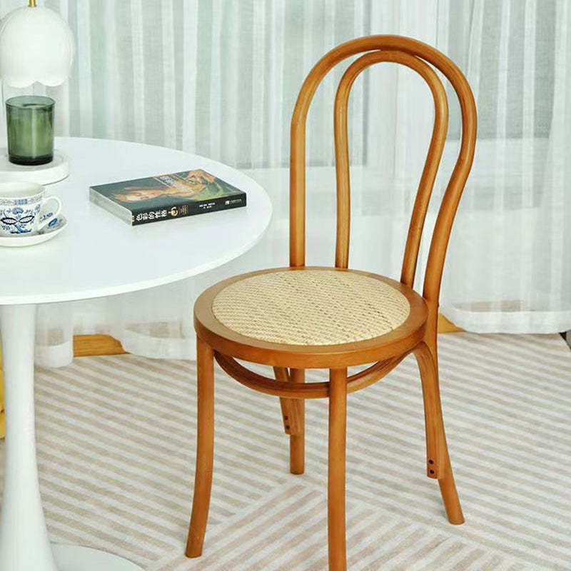 Retro Rattan Beech Arched Dining Chair