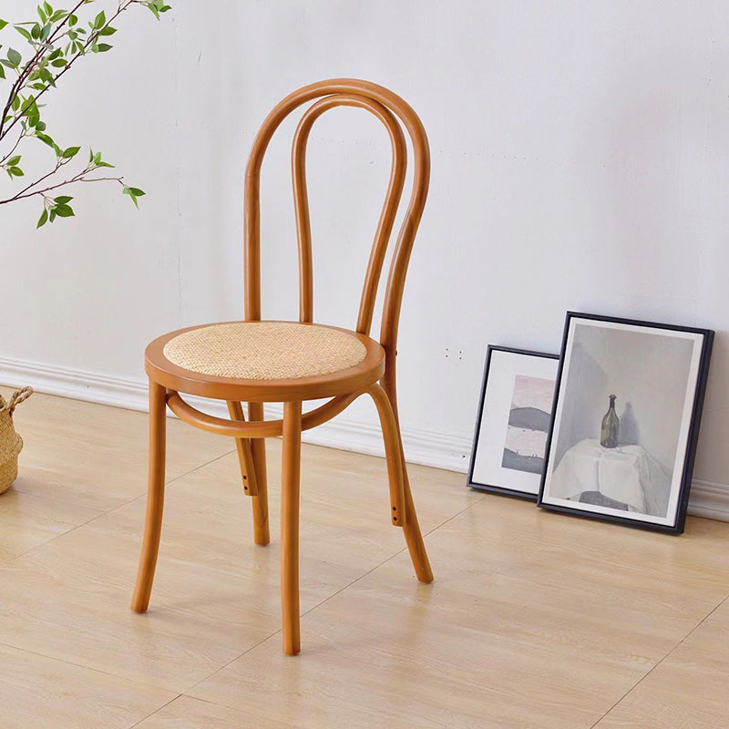 Retro Rattan Beech Arched Dining Chair