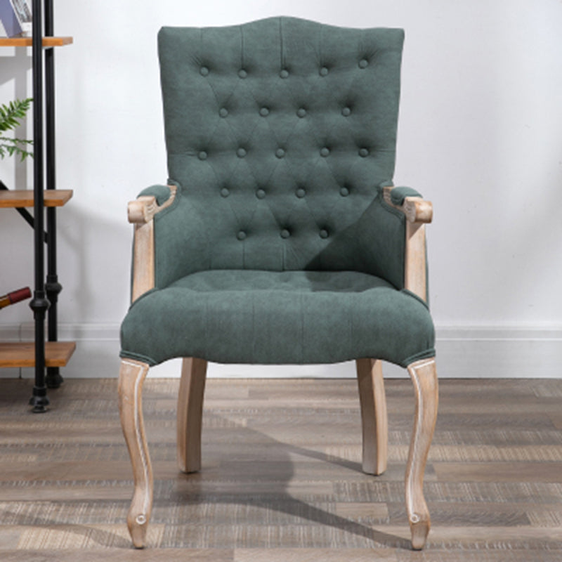 Vintage Flannel Linen Wood Accent Chair