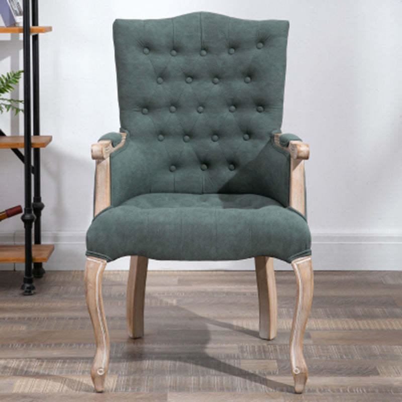 Vintage Flannel Linen Wood Accent Chair