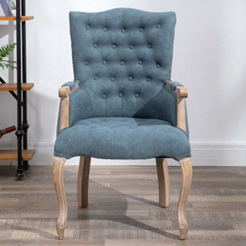 Vintage Flannel Linen Wood Accent Chair