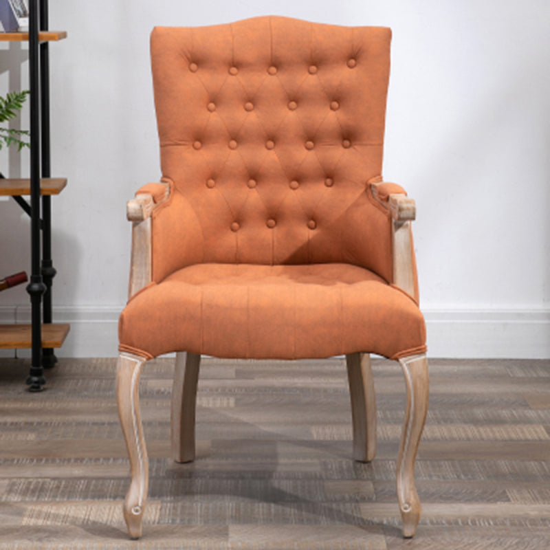Vintage Flannel Linen Wood Accent Chair