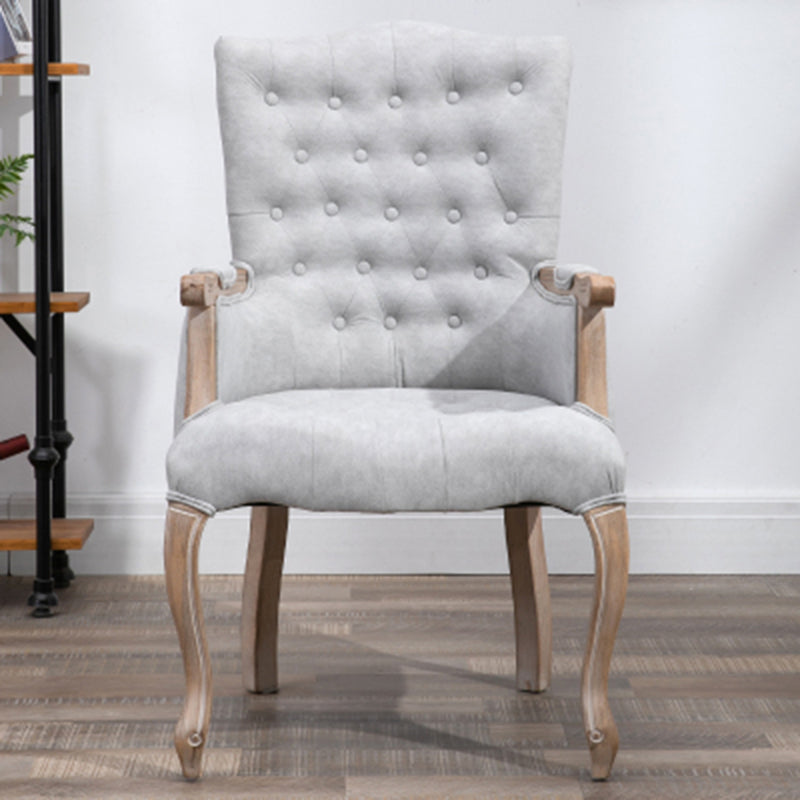 Vintage Flannel Linen Wood Accent Chair