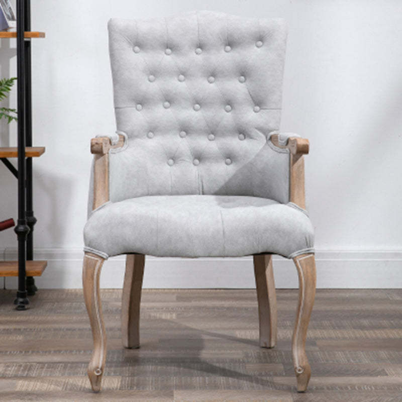 Vintage Flannel Linen Wood Accent Chair