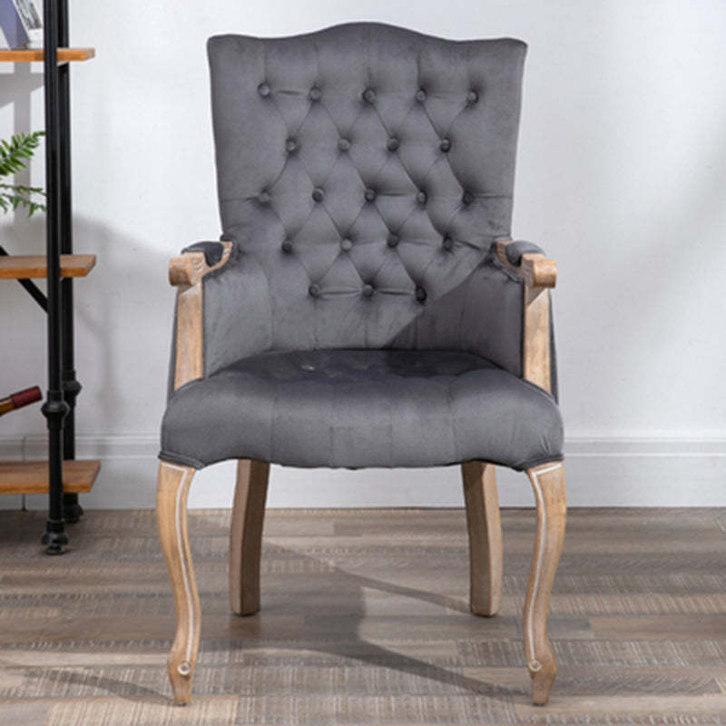 Vintage Flannel Linen Wood Accent Chair