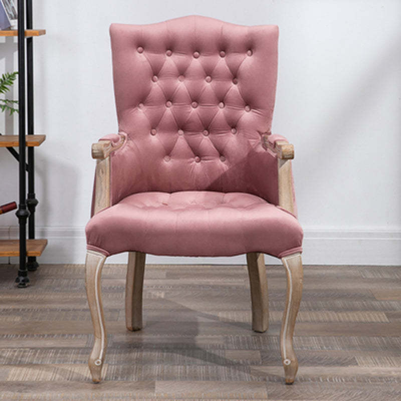 Vintage Flannel Linen Wood Accent Chair