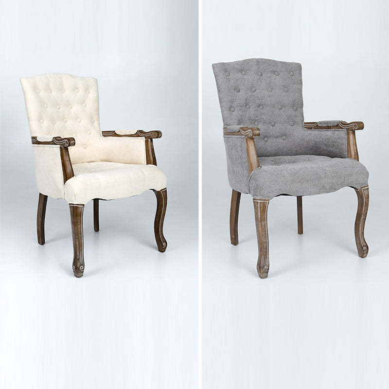 Vintage Flannel Linen Wood Accent Chair