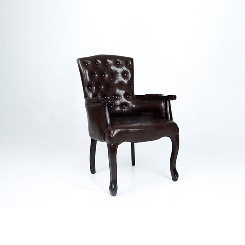 Vintage Flannel Linen Wood Accent Chair