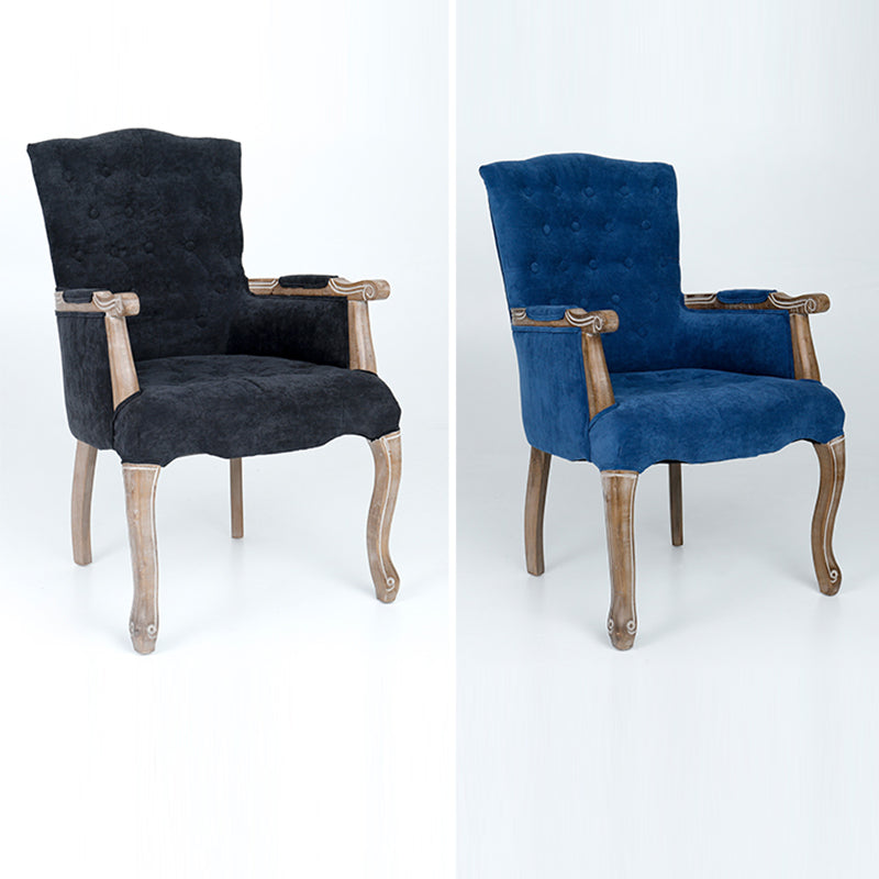Vintage Flannel Linen Wood Accent Chair