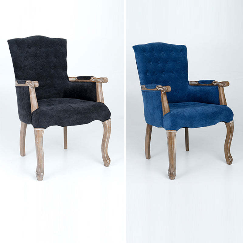 Vintage Flannel Linen Wood Accent Chair