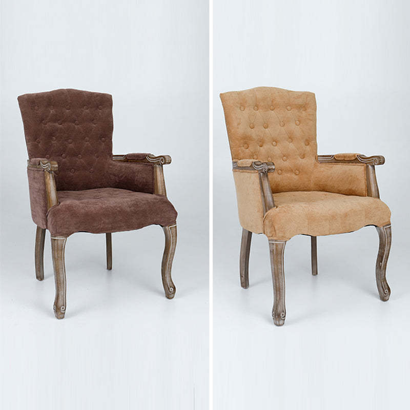 Vintage Flannel Linen Wood Accent Chair