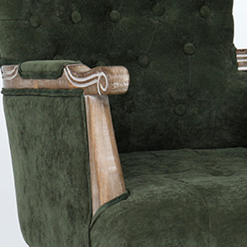 Vintage Flannel Linen Wood Accent Chair — Light Blue Linen - Wood Legs