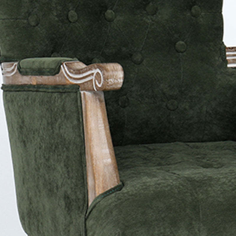 Vintage Flannel Linen Wood Accent Chair — Light Blue Linen - Wood Legs