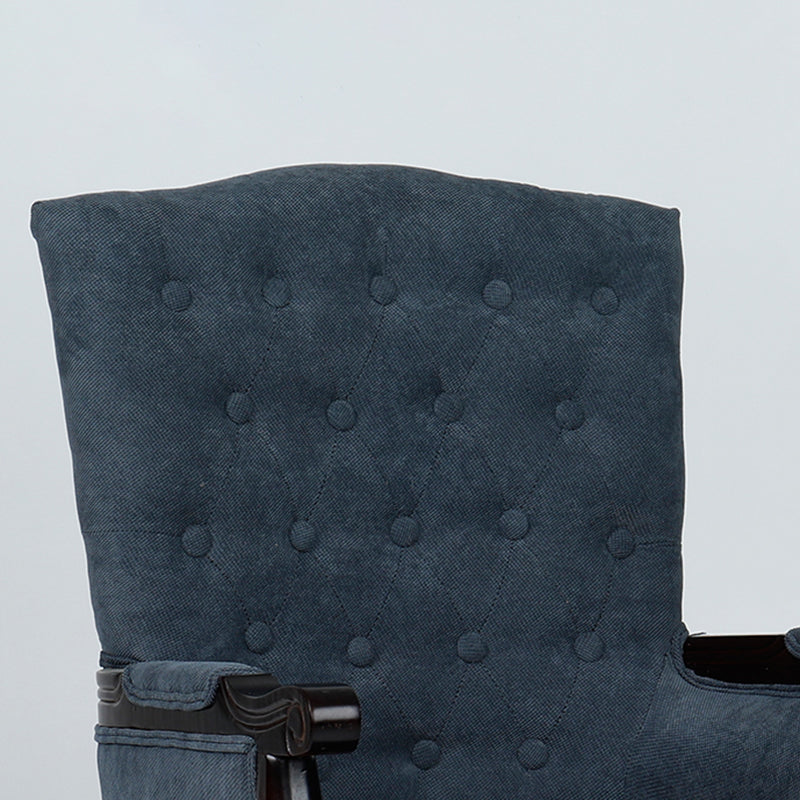 Vintage Flannel Linen Wood Accent Chair — Blue Flannel - Wood Legs