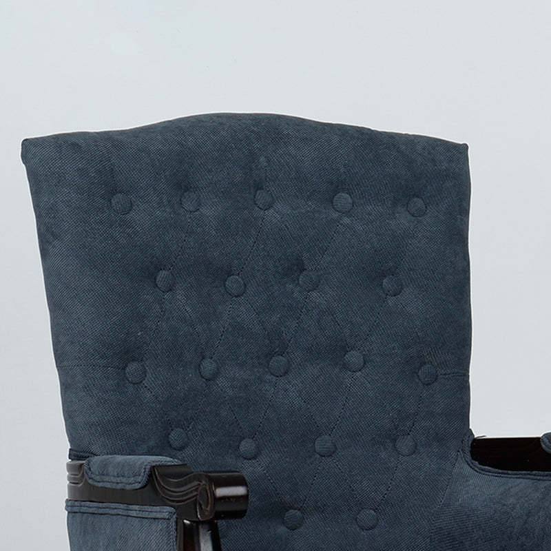 Vintage Flannel Linen Wood Accent Chair — Blue Flannel - Wood Legs