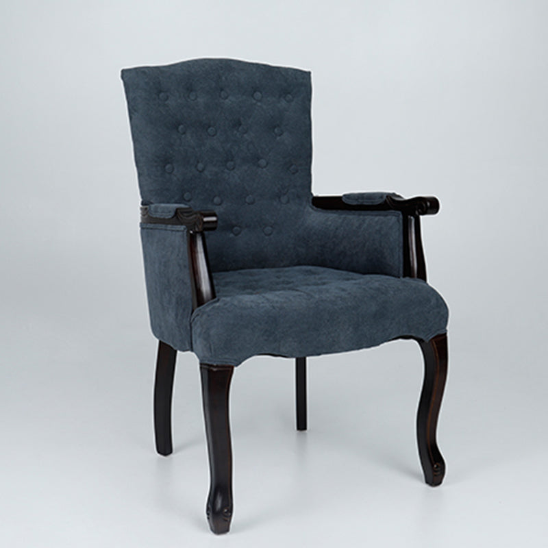 Vintage Flannel Linen Wood Accent Chair
