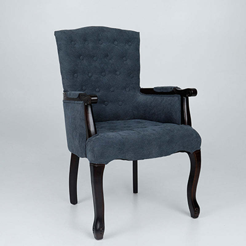 Vintage Flannel Linen Wood Accent Chair
