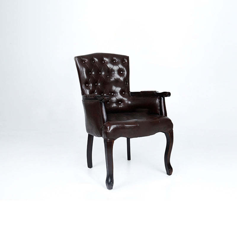 Vintage Flannel Linen Wood Accent Chair