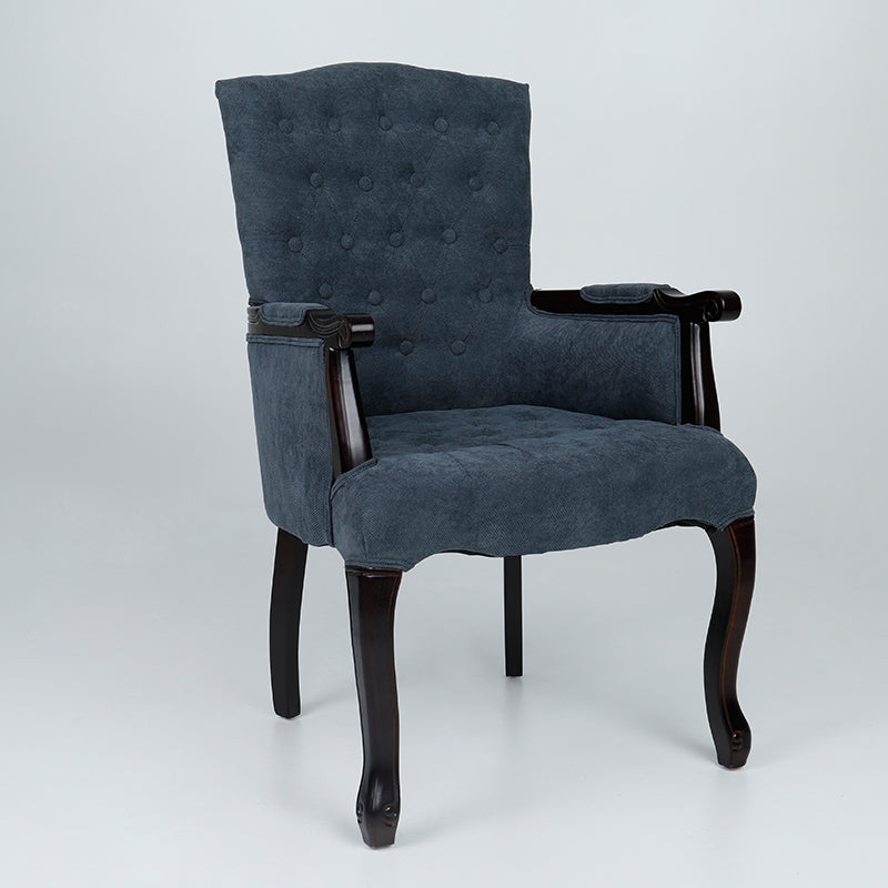 Vintage Flannel Linen Wood Accent Chair — Gray Flannel - Wood Legs