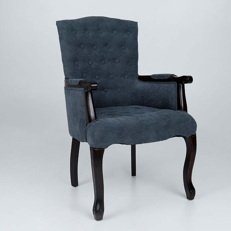 Vintage Flannel Linen Wood Accent Chair — Gray Flannel - Wood Legs