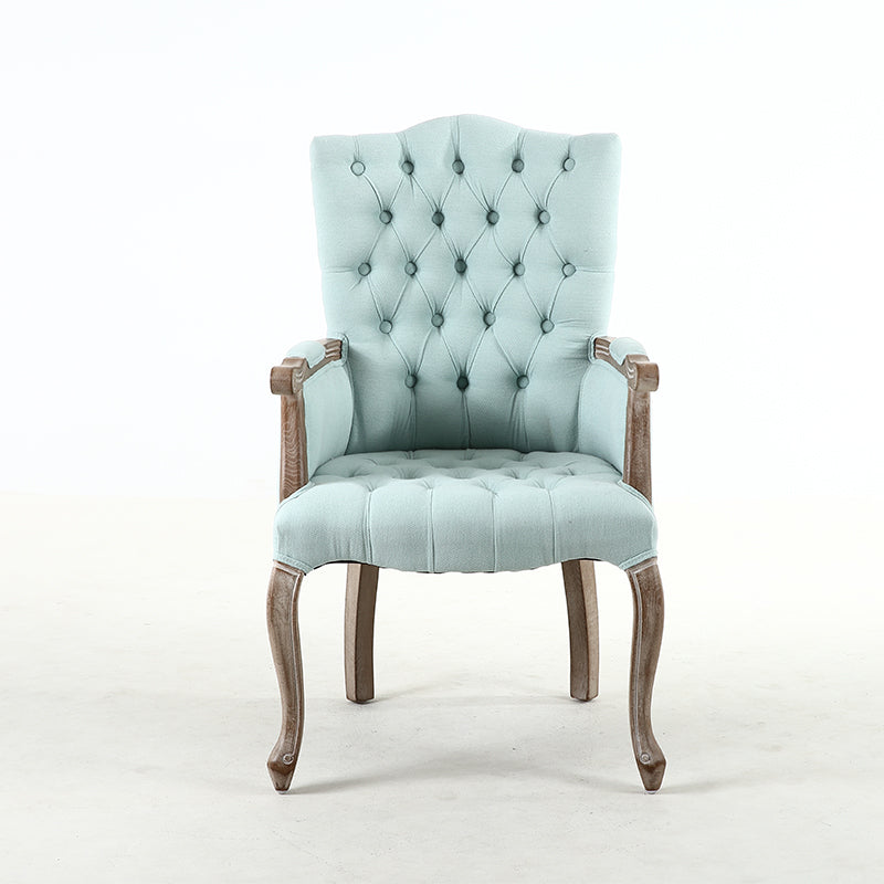 Vintage Flannel Linen Wood Accent Chair — Rose Pink Flannel - Wood Legs