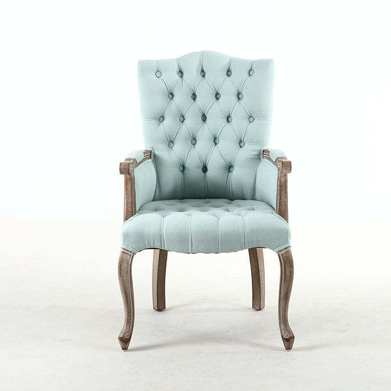 Vintage Flannel Linen Wood Accent Chair — Rose Pink Flannel - Wood Legs