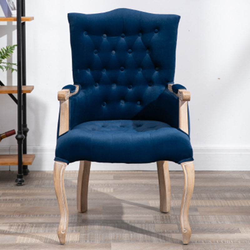 Vintage Flannel Linen Wood Accent Chair