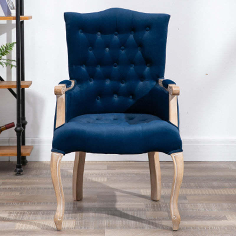 Vintage Flannel Linen Wood Accent Chair