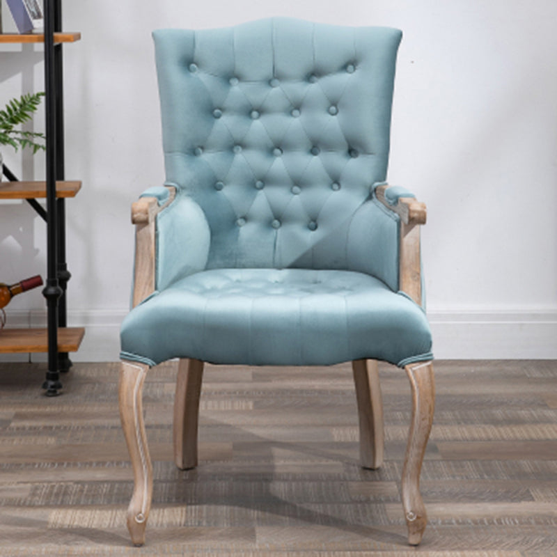 Vintage Flannel Linen Wood Accent Chair