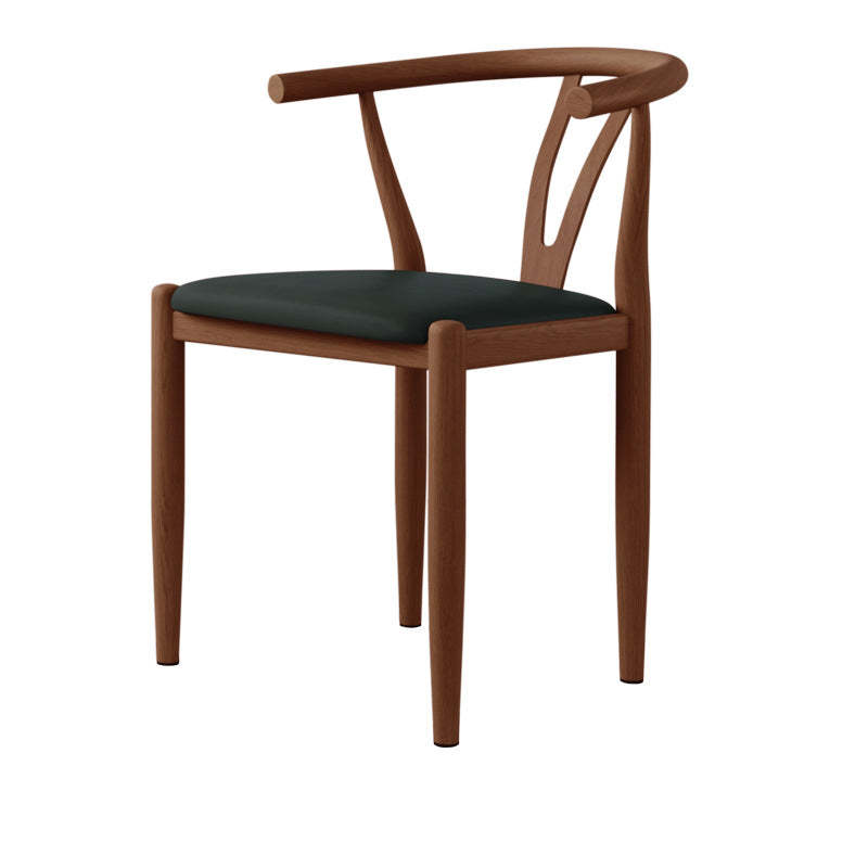 Modern Leather Steel Curved Dining Chair