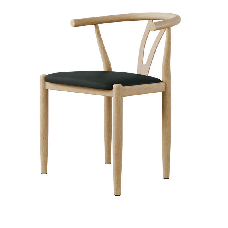 Modern Leather Steel Curved Dining Chair