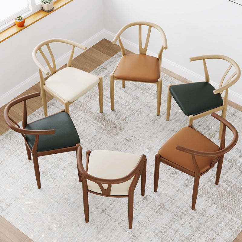 Modern Leather Steel Curved Dining Chair