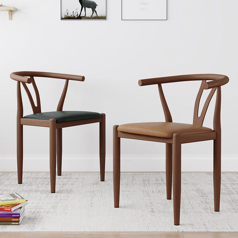 Vintage Round Steel Leather Dining Chair