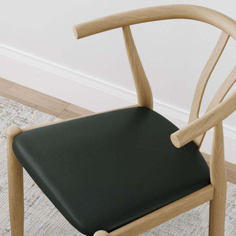 Vintage Round Steel Leather Dining Chair — Coffee Color Leather / Walnut