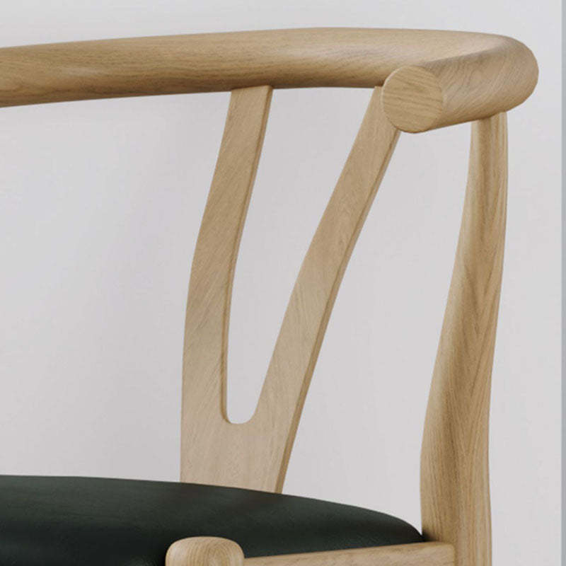 Vintage Round Steel Leather Dining Chair — Beige Leather / Wood